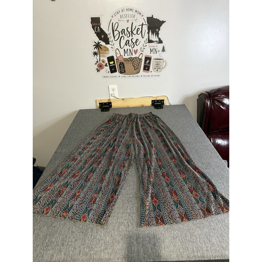 Vintage Michael Carrie Women's Aztec Pleated Gaucho Pants High Rise Cropped Sz L
